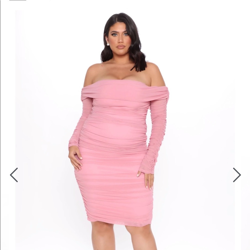 Ruched off the shoulders midi dress
